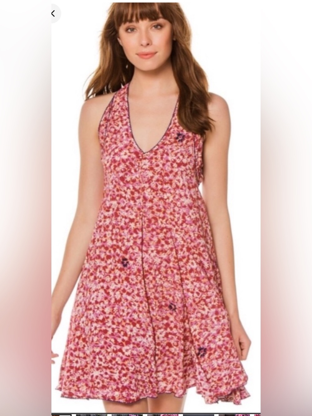 POUPETTE ST. BARTH Pink Red Floral Halter Chemise